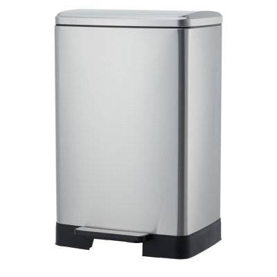 Poubelle à pédale en acier inoxydable 16 gallons / 60 L - Poubelle de cuisine grande capacité - Couvercle à fermeture en douceur - Seau intérieur amovible - Empreinte digitale et antirouille - Pédale mains libres - Argent
