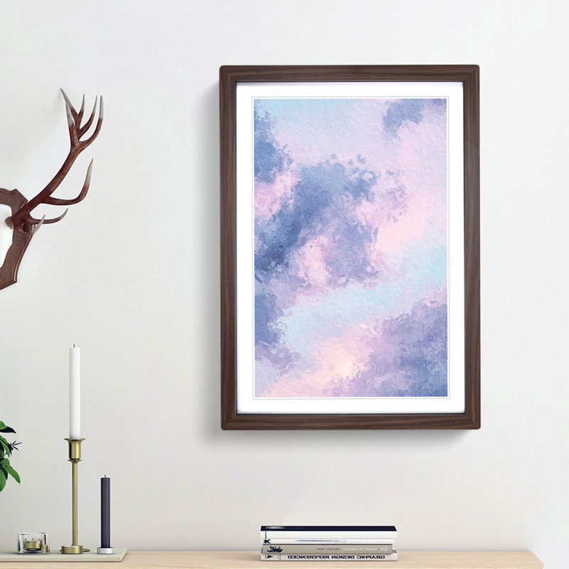 The Purple Clouds in Abstract - Picture Frame Painting Print, 65cm H x 48cm W x 2cm D, Walnut Framed