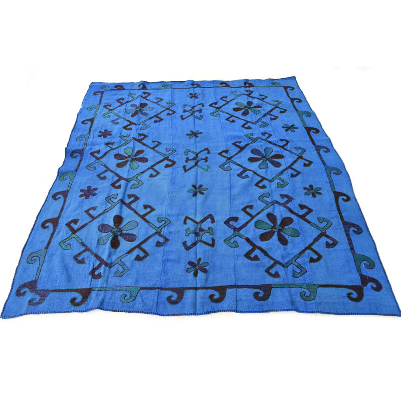 Tapis carré bleu 6 pi 6 pi