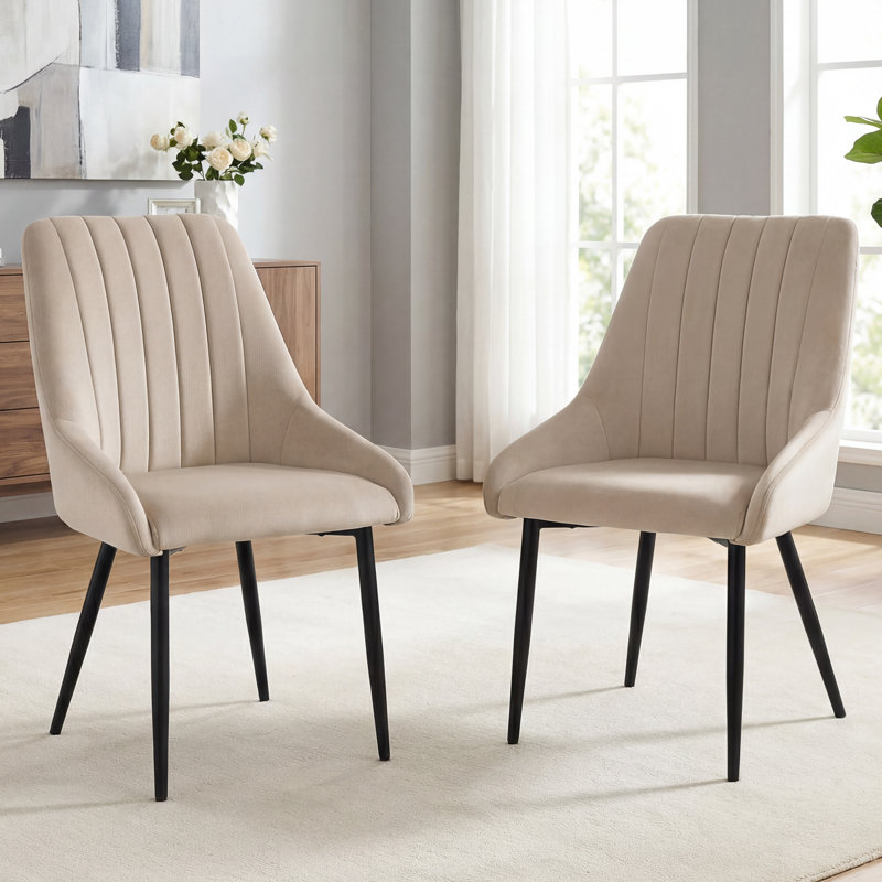 Chipman Velvet Upholstered Dining Chair, Khaki