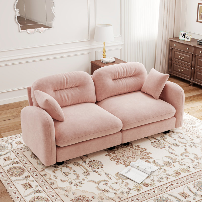 Chenille Sofa, Loveseat, Couch, Pink
