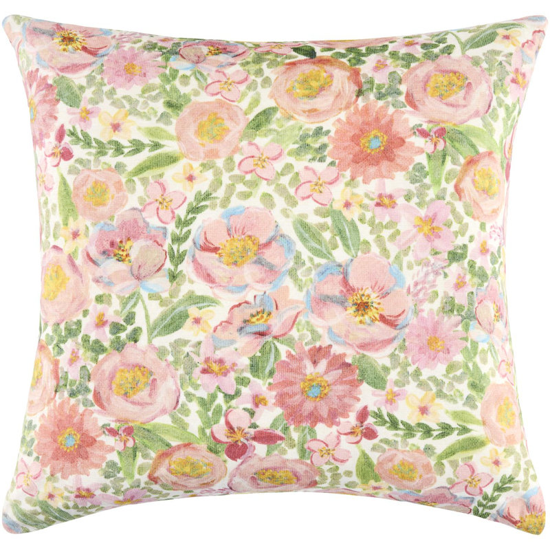 Spring Bouquet Throw Pillow Cover & Insert, Square 20", Multi-Orange, Down Blend