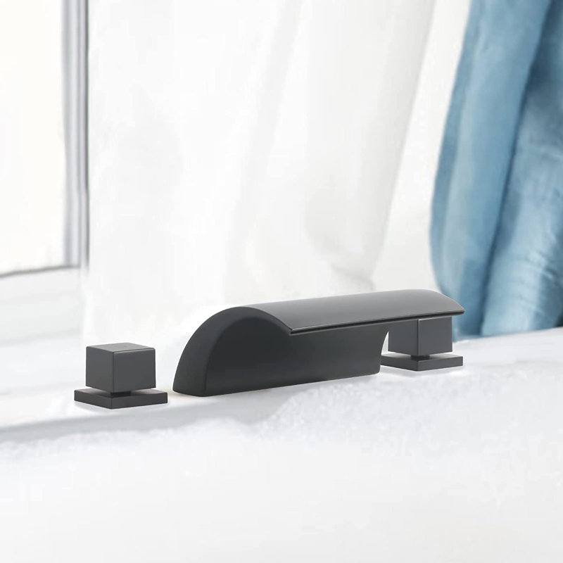 Deck Tub Spout with Diverter, Matte Black