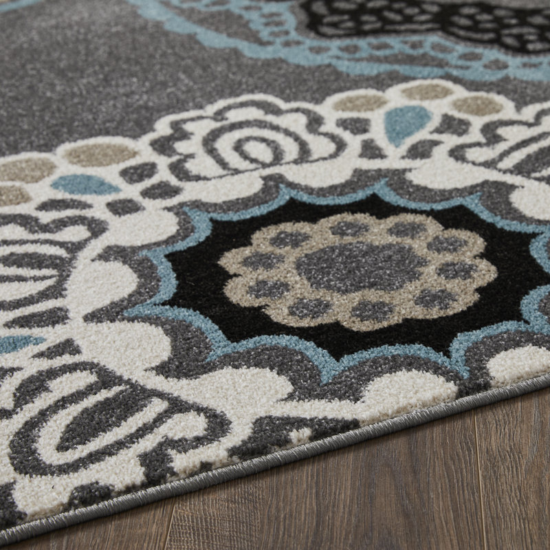 Tapis gris en polypropylène tissé à la machine Ginerva, Rectangle 9 pi 10 po x 12 pi 10 po