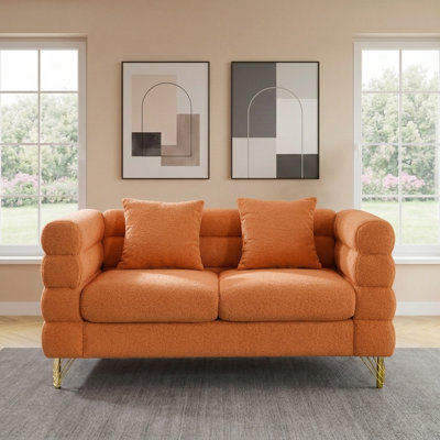 Canapé modulaire 60 "avec pieds dorés et 2 coussins lombaires Streamline