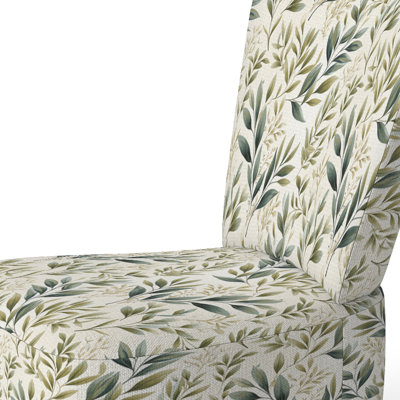 Tranquil Leaves - Upholstered Scandinavian Side Chair, Botanical Plants Accent Chair