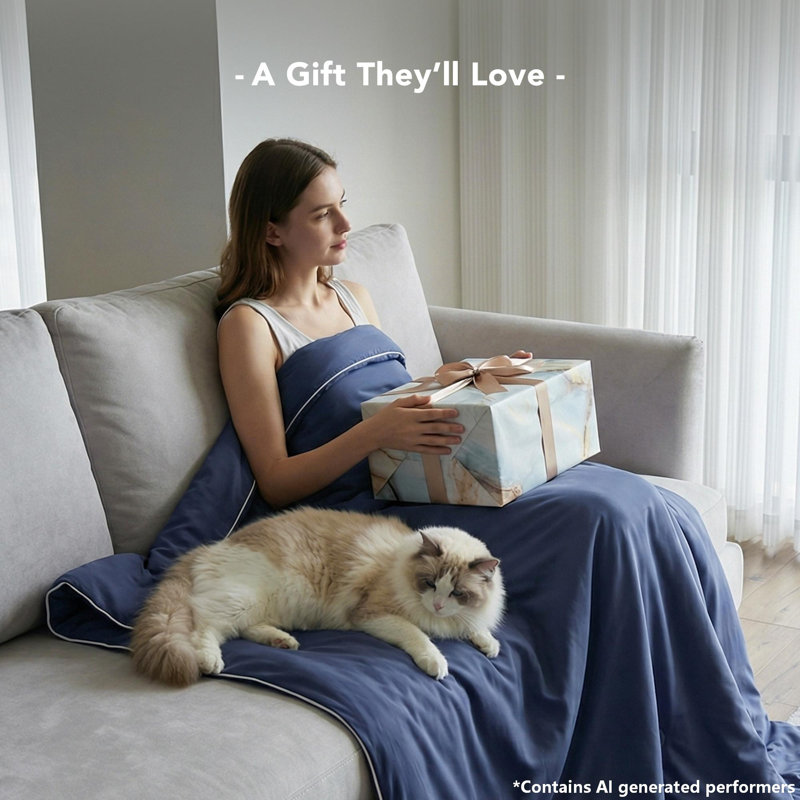Summer Cooling Comforter, All-Season Silky Smooth Lightweight & Breathable Quilt for Hot Sleepers with Q-Max 0.45 Technology, Temperature Regulating Blue Cooling Blanket for Night Sweating Relief, Available in King