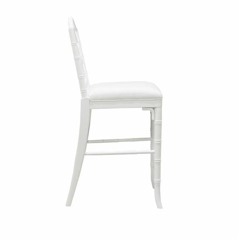 Annette 28'' White Lacquer Bamboo-Inspired Counter Stool