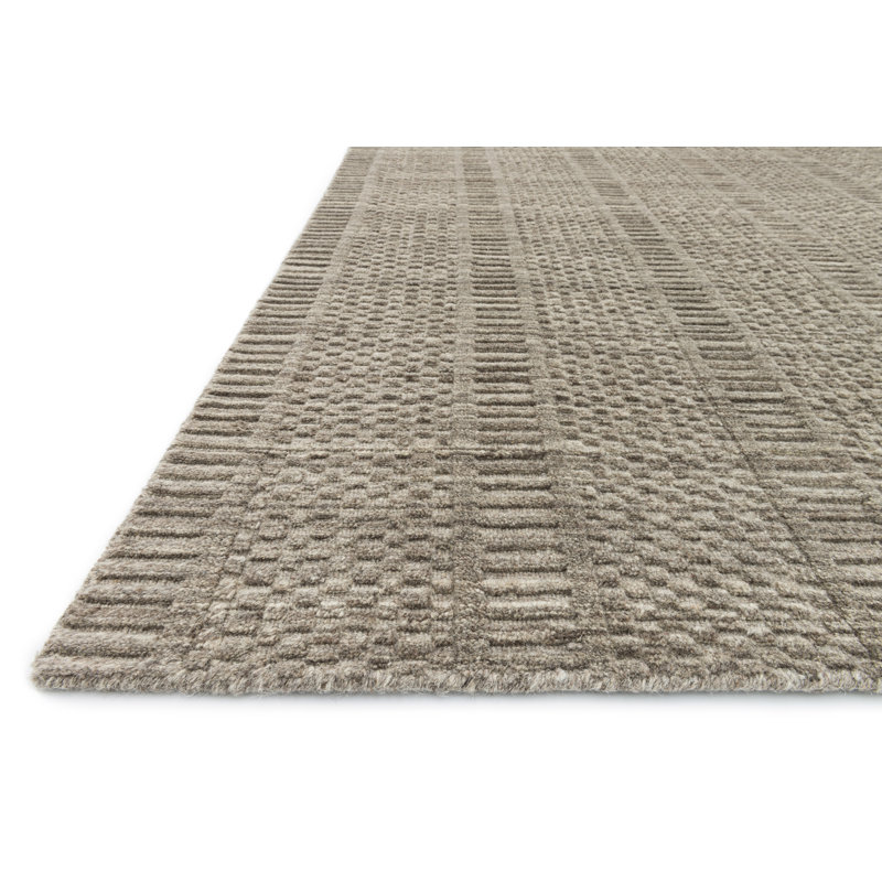 Hadley Hand-Knotted Gray Wool and Cotton Area Rug, 5' x 7'