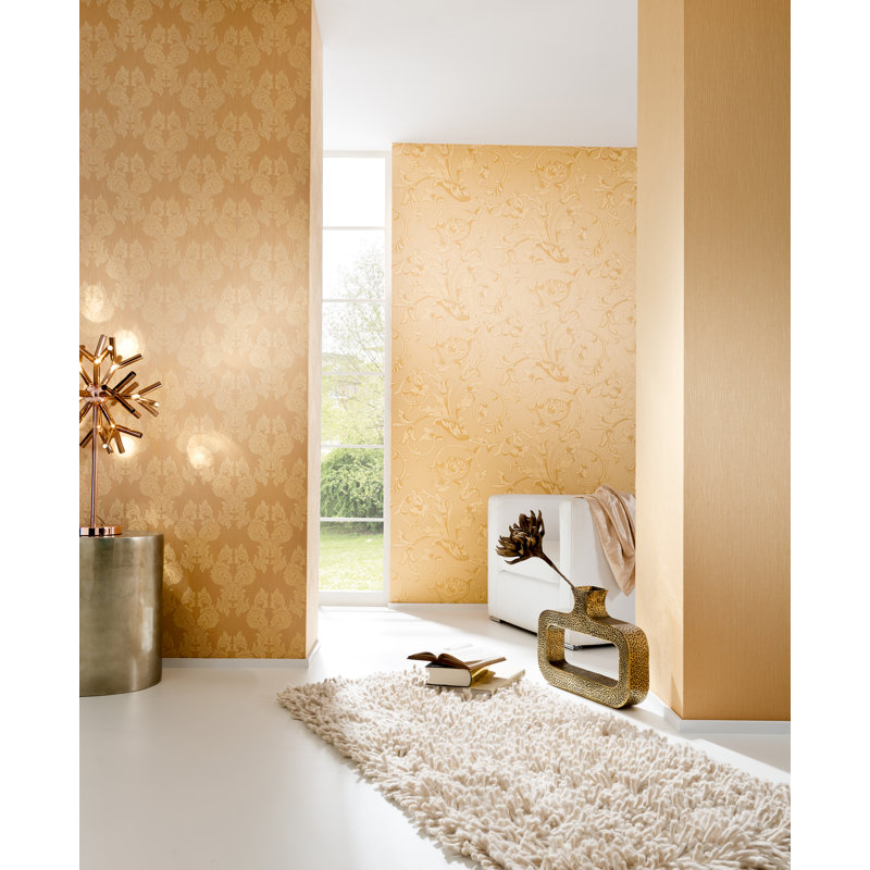Tessuto 10.05m x 53cm Wallpaper, Bronze and orange