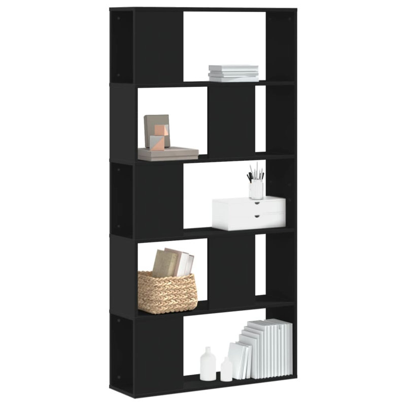Borough Wharf Book Cabinet/Room Divider, Black, (5 Shelves) 162.5cm H x 80.5cm W x 23.5cm D