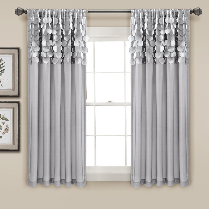 Lush Decor Circle Dream Semi-Sheer Curtain Panels Pair Drapes (Set of 2), Light Gray, 54"W x 84"L