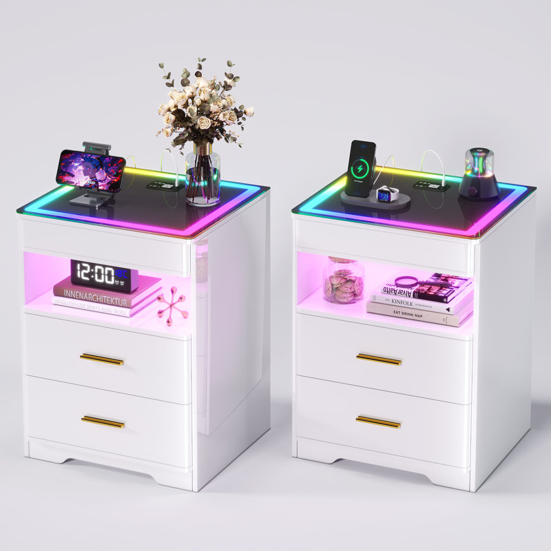 45cm W Bedside Table, White