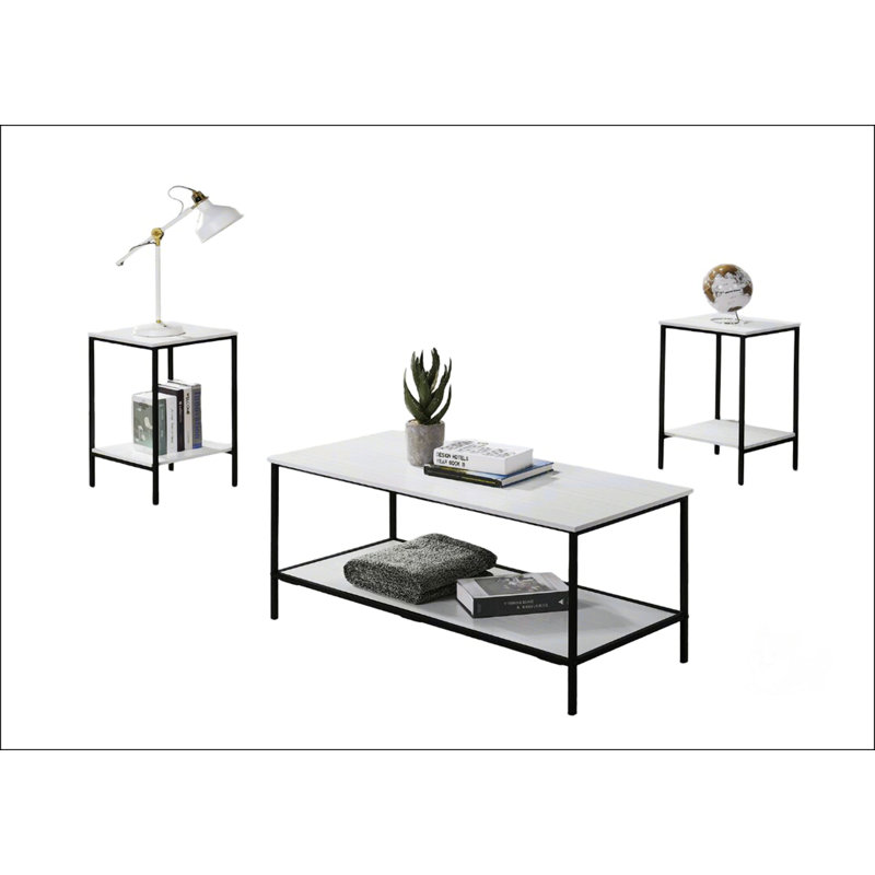 Rustic Style 3Pc Table Set, White