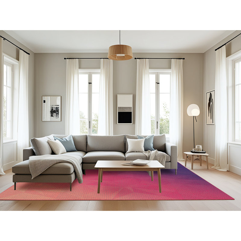 Dégradé mauve Tapis décoratif, Rectangle 8 pi x 10 pi