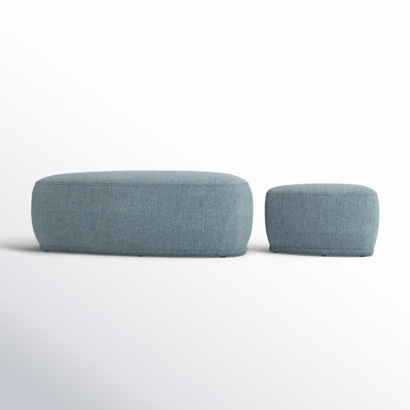 Adna Triangle Cocktail Ottoman (set Of 2), Mellow Steel Blue Boucle