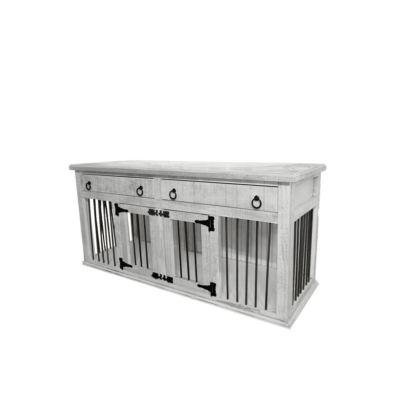 Caisse pour animaux Farmhouse, Petit (H 30 po x l 64 po x P 24 po), Blanc brillant