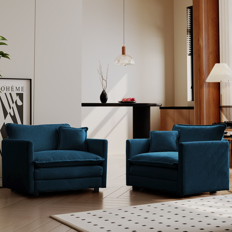 Timarh Oversized Accent Chair - Big Comfy Modular Cloud Chair, Blue