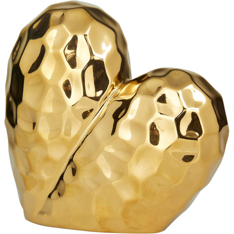 Ceramic heart-shaped decorative sculpture