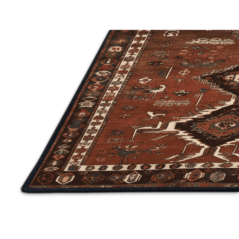 Tapis brun turc lavable à la machine, Rectangulaire 3 pi x 5 pi