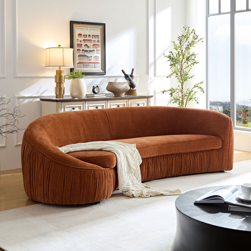 Canapé de salon 92 plis recouvert de tissu 92,1 po, Polyester orange
