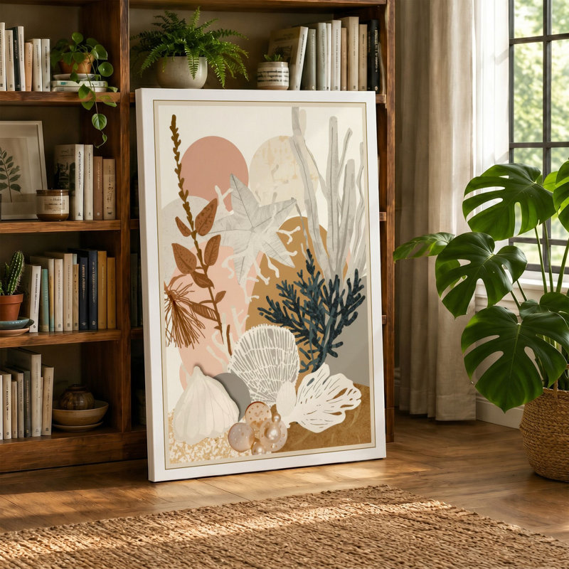 Pressed Collage Botanical - Wrapped Canvas, 36x24 - 91.4 x 61.0 cm, Cream Border