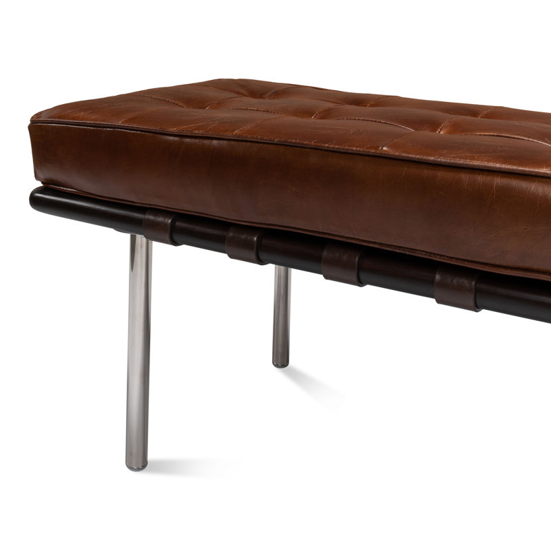 Prince Albert Leather Bench, Brown