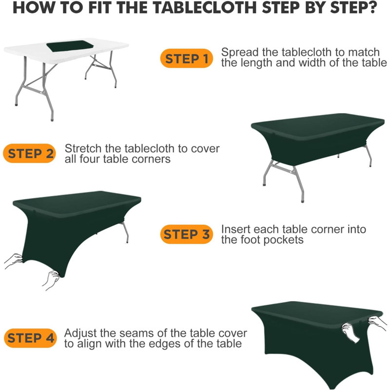 2 Pack Table Cover Fitted Rectangular Tablecloth Stretchable Fabric Lycra Table Cloth 6 Ft Wrinkle-Free For Party Tradeshows Banquet Weddings Cocktail