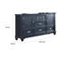 Commode large Zeny, 5 tiroirs, 2 armoires à 2 portes, bois massif bleu ardoise