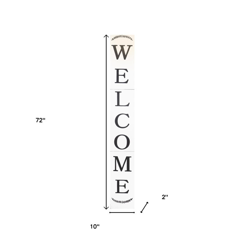Enseigne de porche 72 "en bois massif blanc Welcome