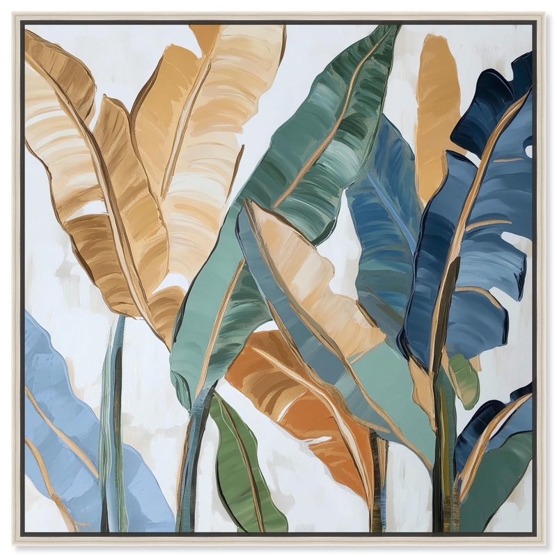 «Paradise Fronds IV», art floral tropical par , H 31 po x l 31 po, Encadrement argenté