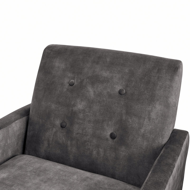 Élégant fauteuil d'appoint à dossier capitonné avec accoudoirs, Gris foncé