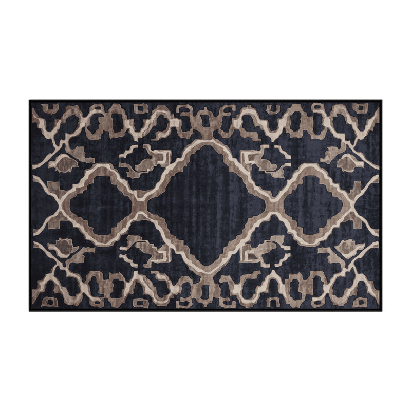 Machine Washable Gray Area Rug, Rectangle 5' x 8'