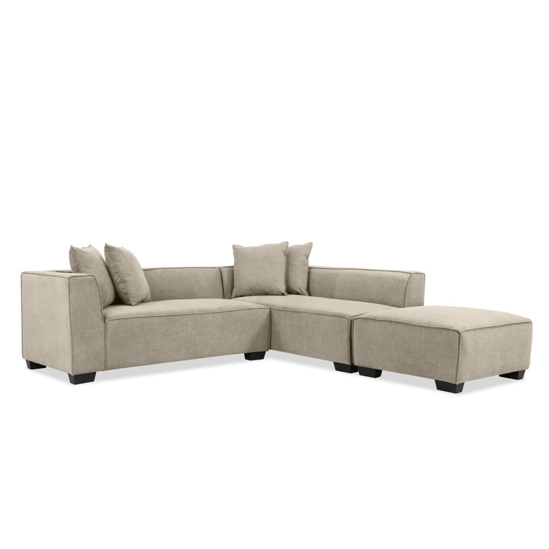 Easton Upholstered L-Shaped Sectional Right Hand Facing, Cashmere Gray Polyester
