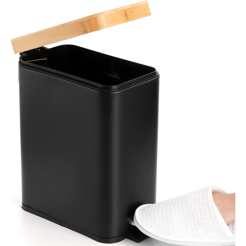 Black 1.3 Gallon Plastic Pedal Trash Can with Soft Close Lid