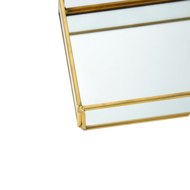 Clear Rectangular Glass Tray with Gold Rim