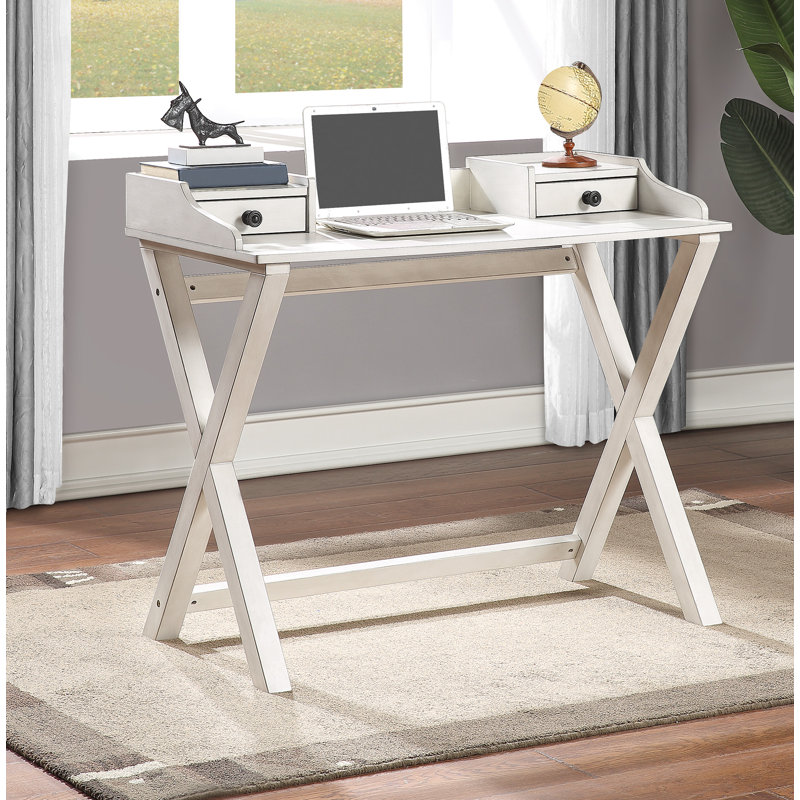 Solid Wood Base Writing Desk, White