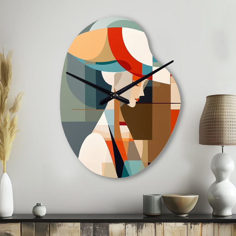 Art féminin, art déco IV - femme, Pop Art, forme irrégulière, horloge murale, horloge murale moderne asymétrique, Grand
