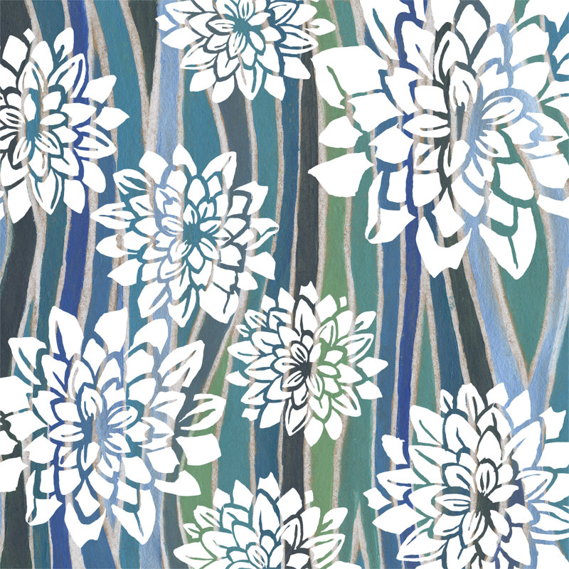 Striped Dahlias II by Grace Popp - Wrapped Canvas Painting, 30cm H x 30cm W