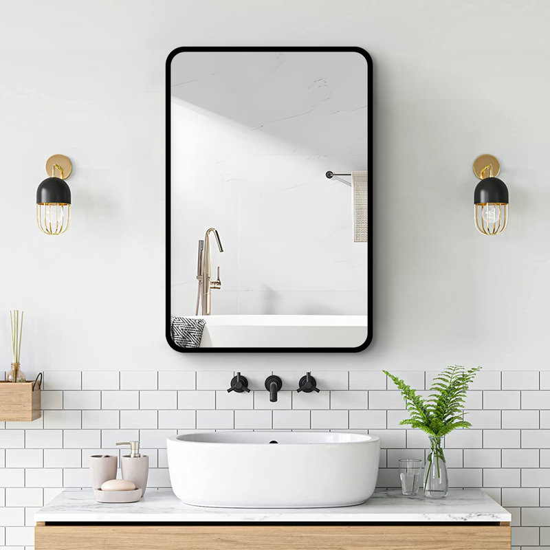Armoire à pharmacie murale ou en métal avec miroir, Noir, noir, noir, noir, H 30 po x l 24 po x P 4,9 po