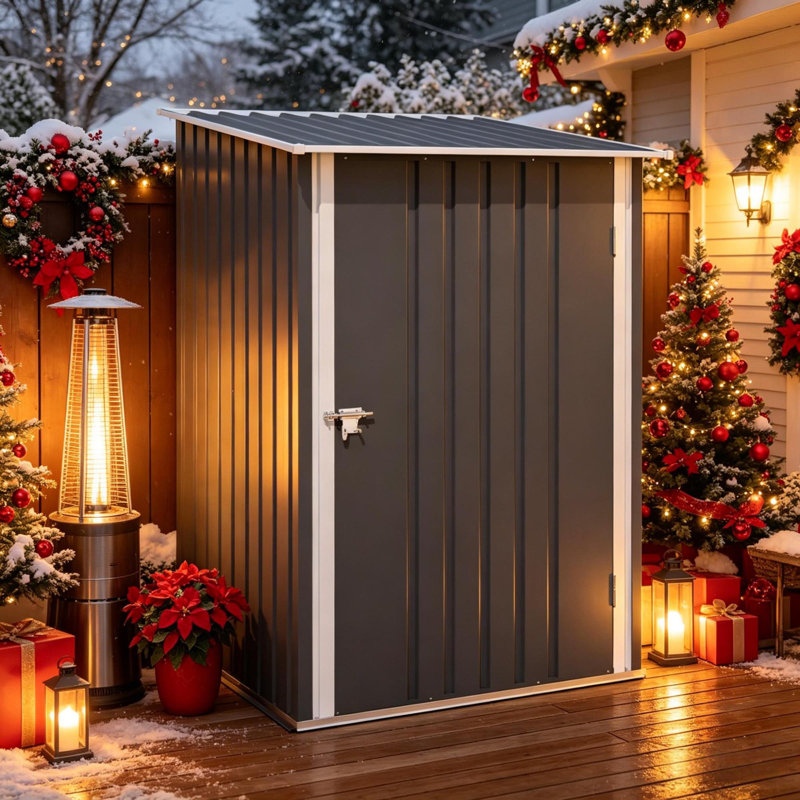 Lockable Storage Sheds, Steel Compact Modern Lean To For Garden Home