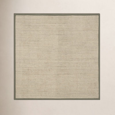 Beige Green Floral Jute Rug