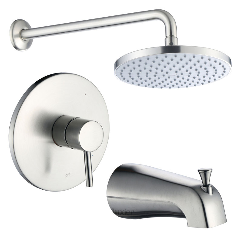 Robinet de baignoire et douche à pression équilibrée avec valve brute Rainfall, Nickel brossé