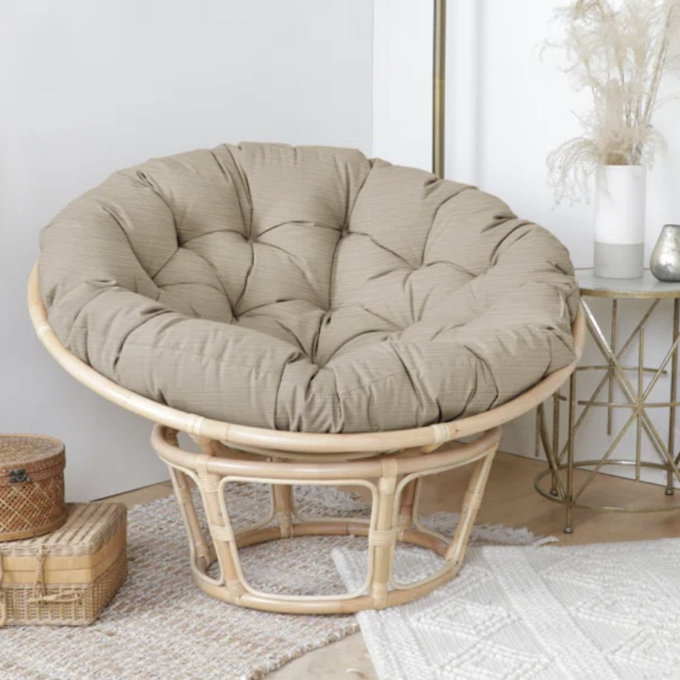 Indoor/Outdoor Sunbrella Papasan Cushion - Canvas Taupe Sunbrella® Canvas, 44" W x 44" D