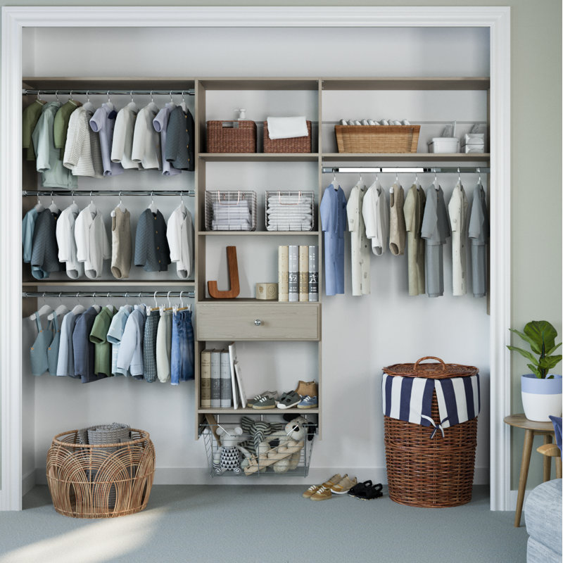 Système de garde-robe convertible Grid, Gris patiné