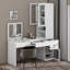 Table de coiffeuse avec miroir et plateau de maquillage avec bibliothèque et station de charge