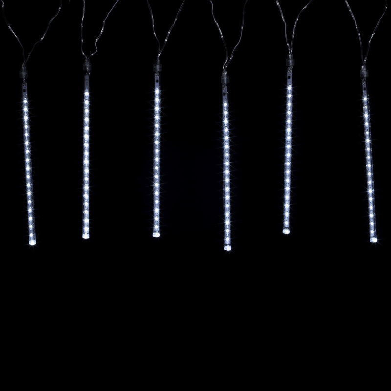 Electric LED Meteor Lights with 8 Cascading Light Tubes, White
