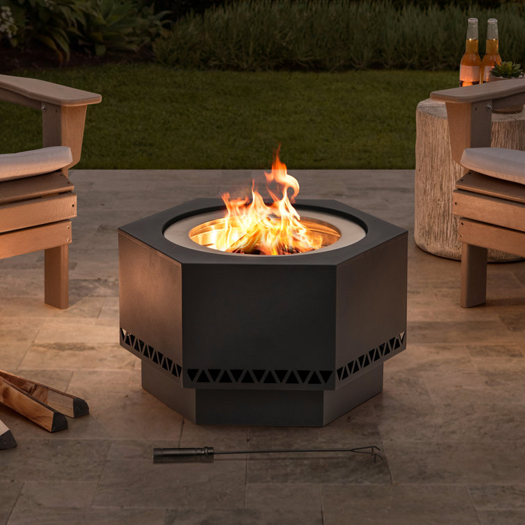 Sunjoy Smokeless Fire Pit, Hexagonal Outdoor Fire Pit