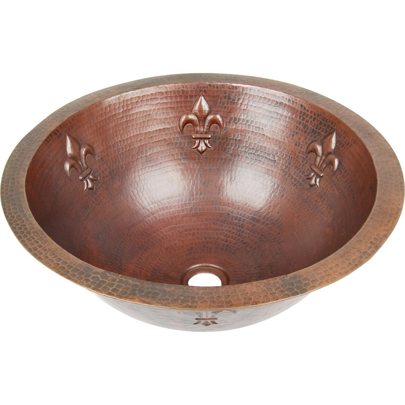 D'Vontz Copper Bathroom Sinks 17'' Metal Circular Bathroom Sink, Flat, Dark Smoke Copper