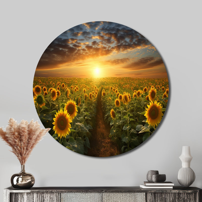 Mcnair - Art floral rond en métal, H 36 po x l 36 po
